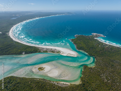 Aerial view of Nornalup Inlet bay and the coastline, Western Australia, Australia.