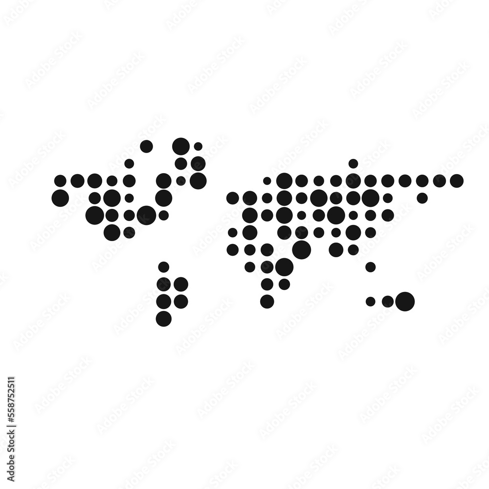 World Silhouette Pixelated pattern map illustration World Silhouette Pixelated pattern map illustration