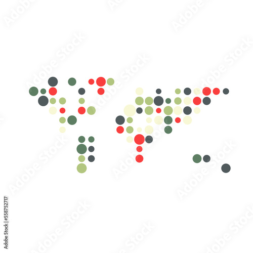 World Silhouette Pixelated pattern map illustration