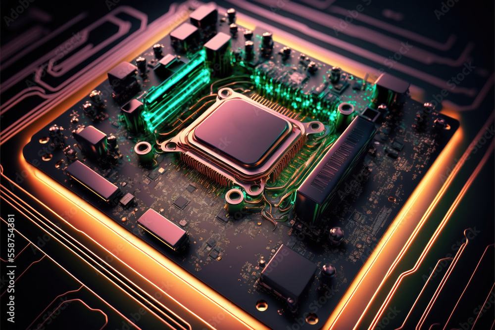 Fototapeta premium Abstract Electronic Circuit Board Background, generative ai