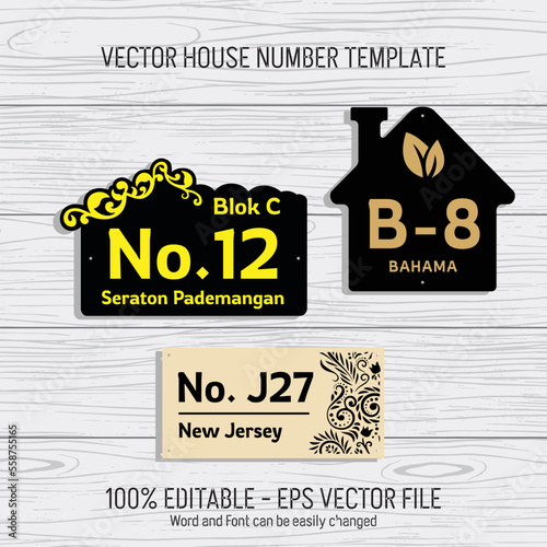 Laser cutting template files for house numbers, housing numbers, room numbers, villas, pavilions, apartments, and street names