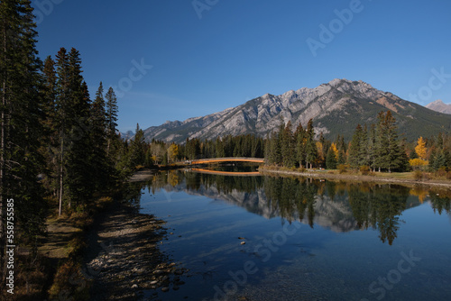 Town of Banff, Bow River Trail scenery in an autumn sunny day. © Colin