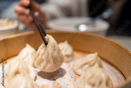 Chinese style steamed soup bun in restaurant