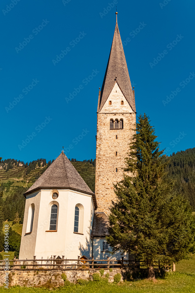 Beautiful church at the famous Kleinwalsertal valley, Mittelberg, Vorarlberg, Austria