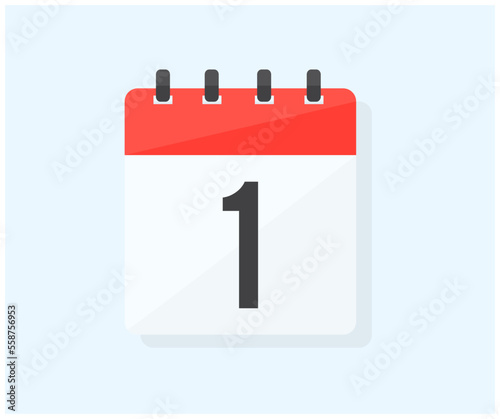 The first day of the month with date 1, day one logo design. Calendar icon flat day 1. Reminder symbol. Event schedule date. Schedule planning. Meeting appointment time vector design and illustration.