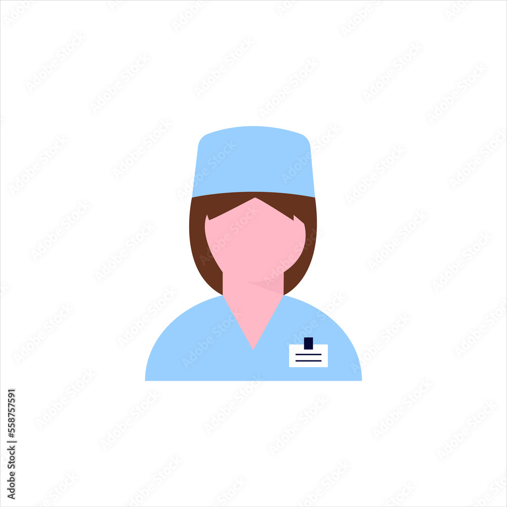Doctor icon in uniform. Flat style female. Vector illustration. Doctor icon in uniform. Flat style female. Vector illustration.