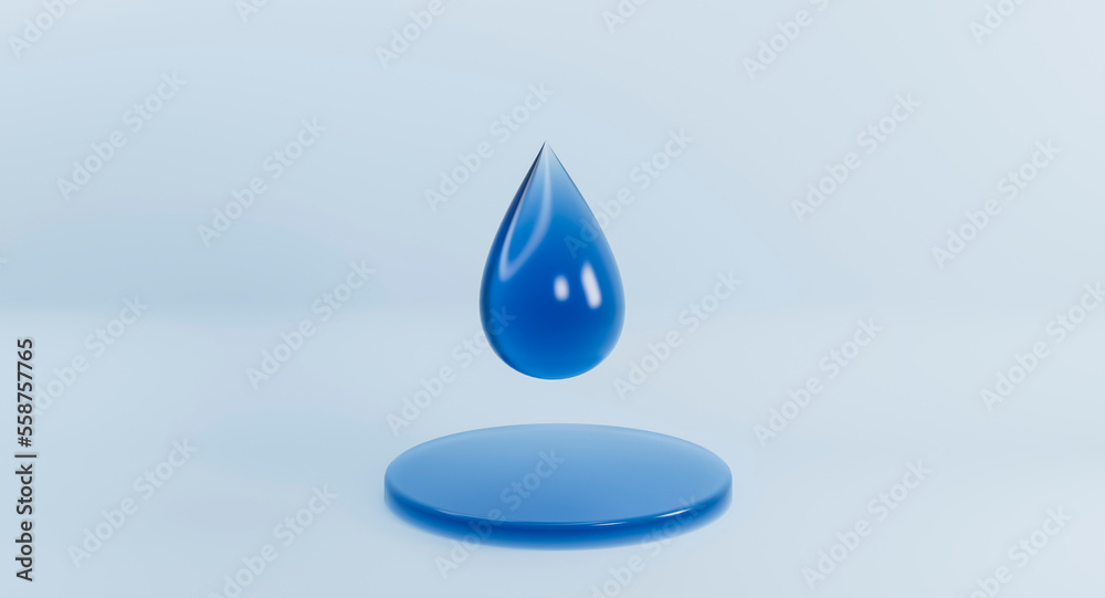 World water day. Water drop on light blue background. Save water for ecology and environment conservation concept design. 3d rendering illustration. World water day. Water drop on light blue background. Save water for ecology and environment conservation concept design. 3d rendering illustration.