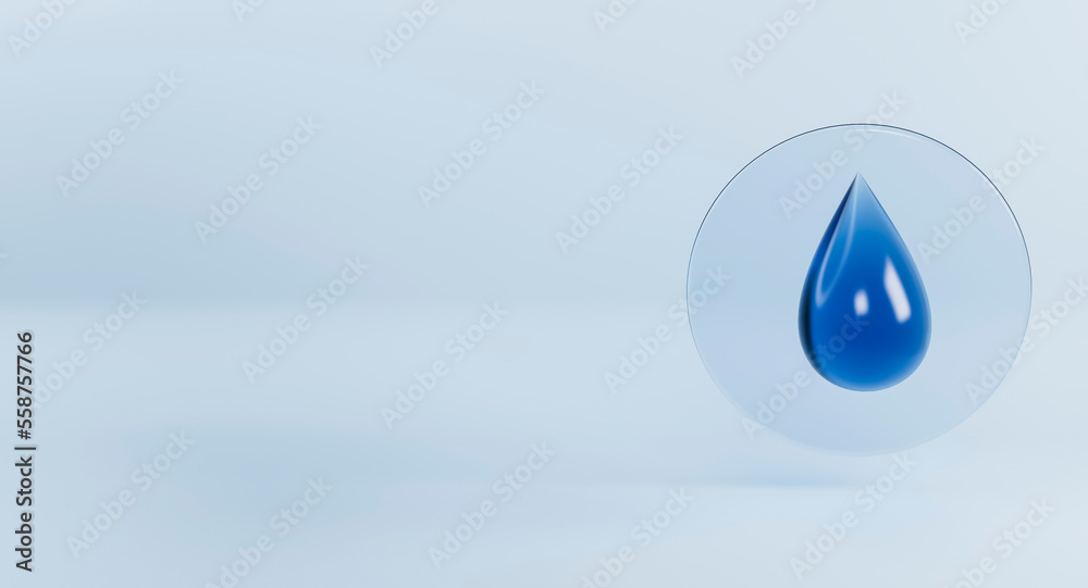 World water day. Water drop on light blue background. Save water for ecology and environment conservation concept design. 3d rendering illustration. World water day. Water drop on light blue background. Save water for ecology and environment conservation concept design. 3d rendering illustration.