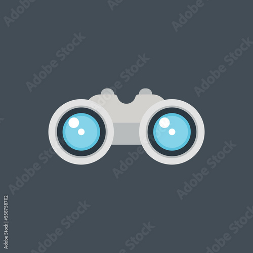 Vector illustration of binoculars icon, magnification device.