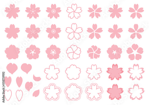 いろいろな形の桜のマークのセット
