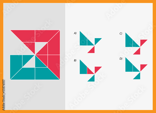 Find the Missing Piece. Shape completion questions, Find next shape