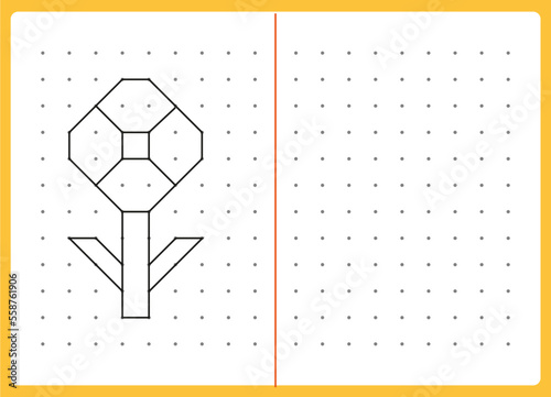 Working page for kids. Educational games for practicing motor skills. Repeat pattern. Worksheet for kindergarten and preschool. Vector illustration