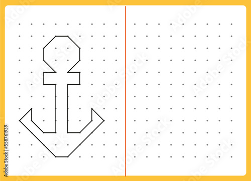 Working page for kids. Educational games for practicing motor skills. Repeat pattern. Worksheet for kindergarten and preschool. Vector illustration