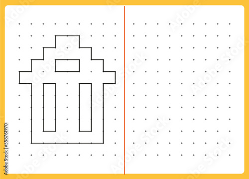 Working page for kids. Educational games for practicing motor skills. Repeat pattern. Worksheet for kindergarten and preschool. Vector illustration