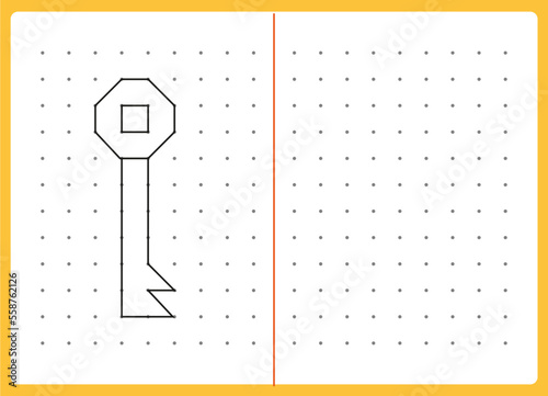 Working page for kids. Educational games for practicing motor skills. Repeat pattern. Worksheet for kindergarten and preschool. Vector illustration