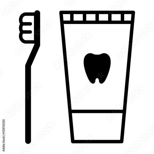 Tooth brush and paste on white background