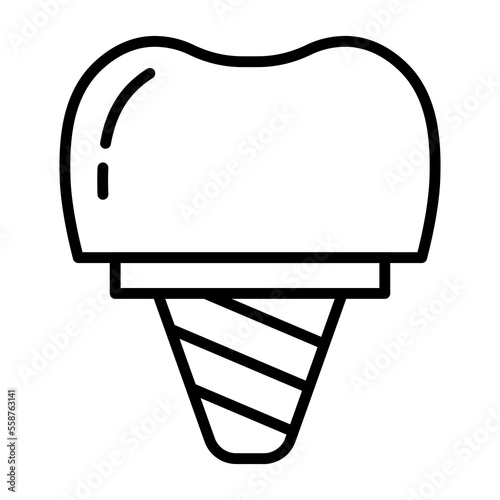 Tooth implant on white background