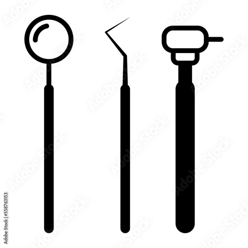 Dentist's tools on white background