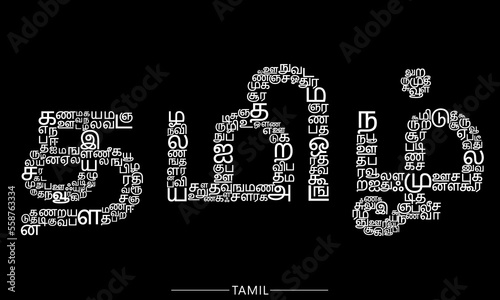 Tamil letter forming the word Tamil Vector illustration .

Tamil is an official language of the Indian state of Tamil Nadu, the sovereign nations of Sri Lanka and Singapore .

Translation - Tamil photo