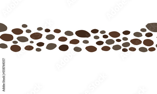 Natural stone footpath. Brown cobblestone garden design. Vector.