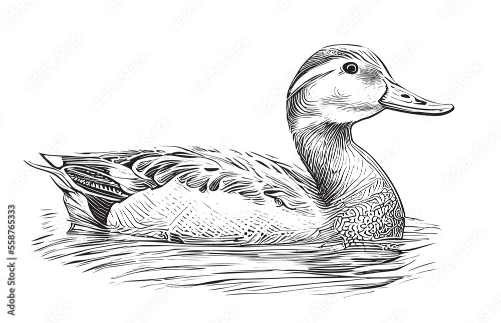 Coloring page Duck in the pond - Free drawing to print