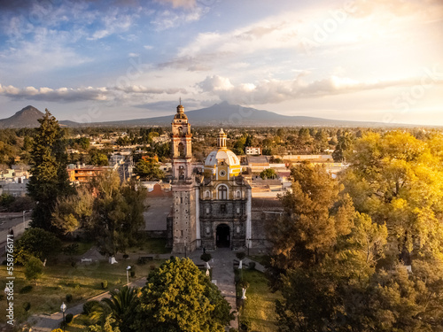 Iglesia al atardecer México Tlaxcala photo
