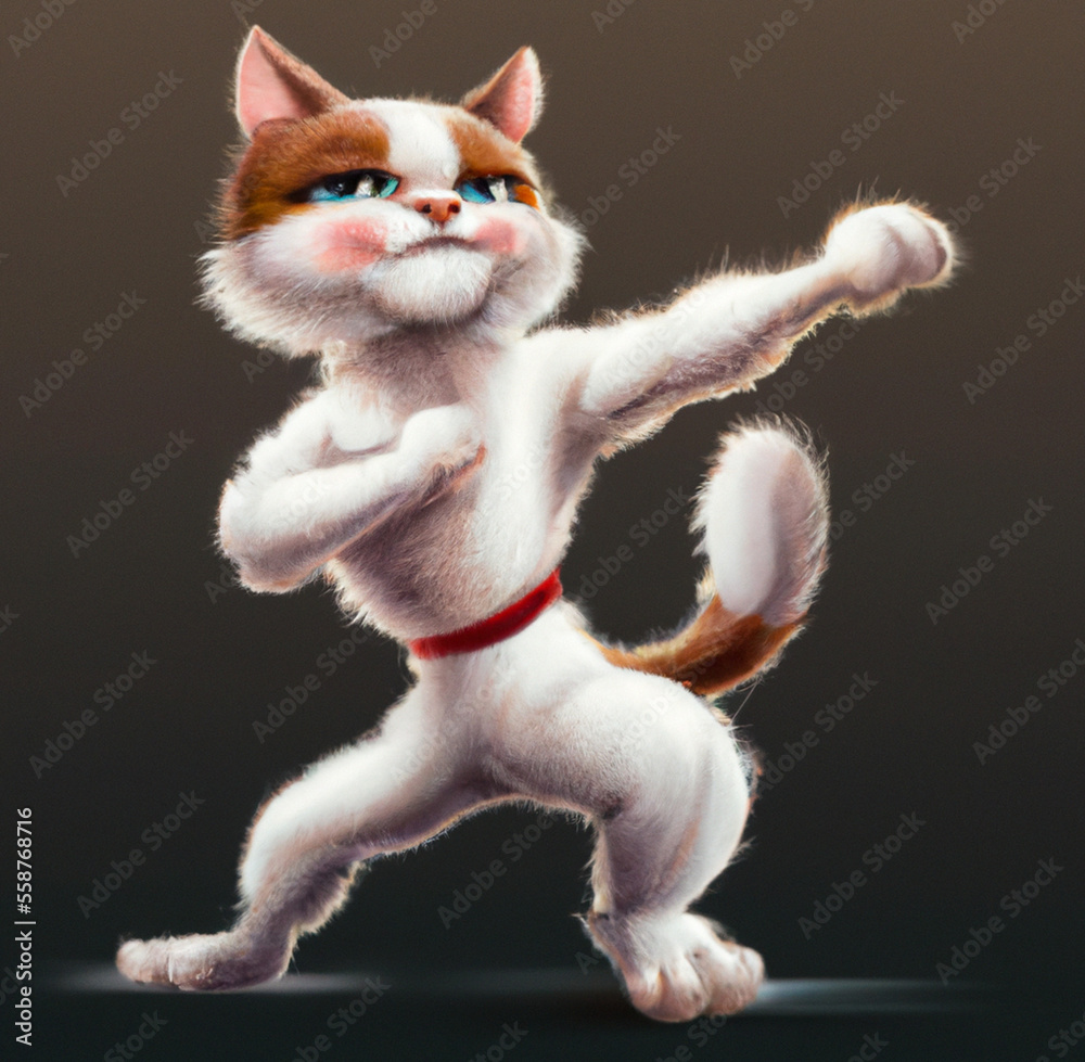 Karate style cat - obrazy, fototapety, plakaty 