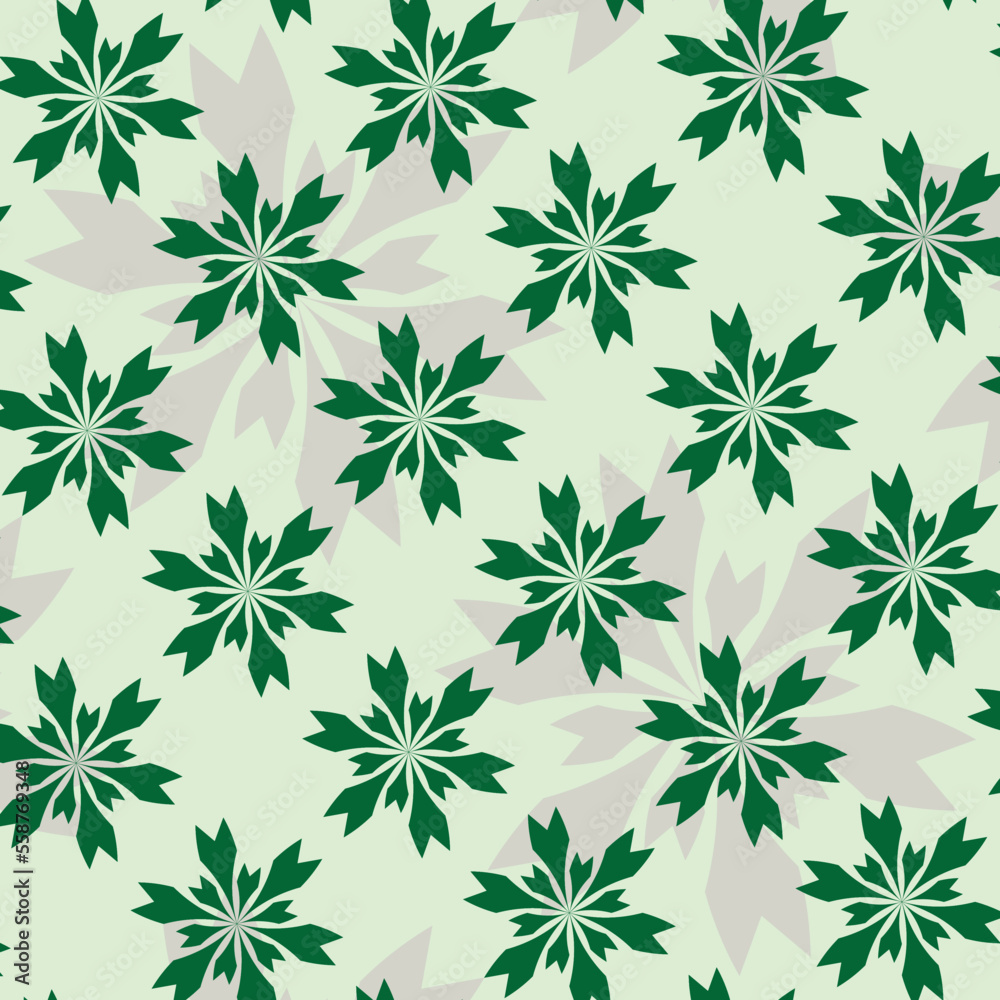 repeated green abstract flower simple flat pattern design