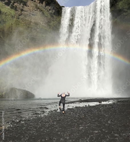 waterfall in rainbow