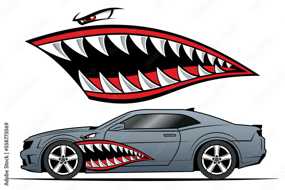 Flying Tigers shark teeth car sticker race car decal vehicle decoration