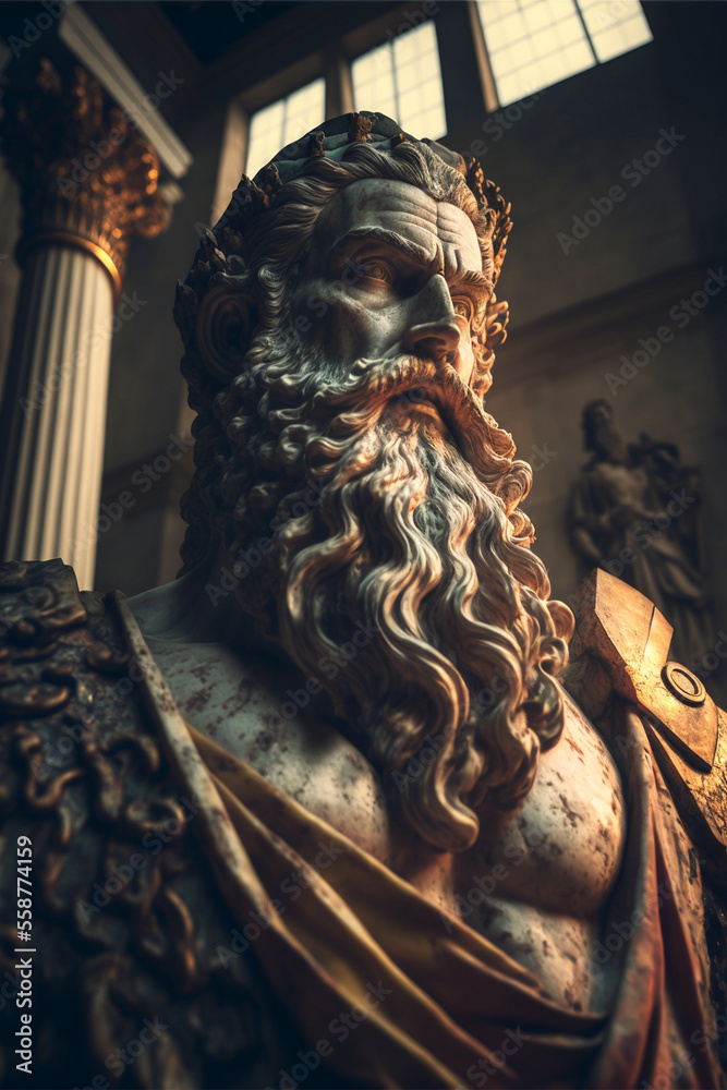 Ancient Greek god statue, antique sculpture, generated ai ilustración