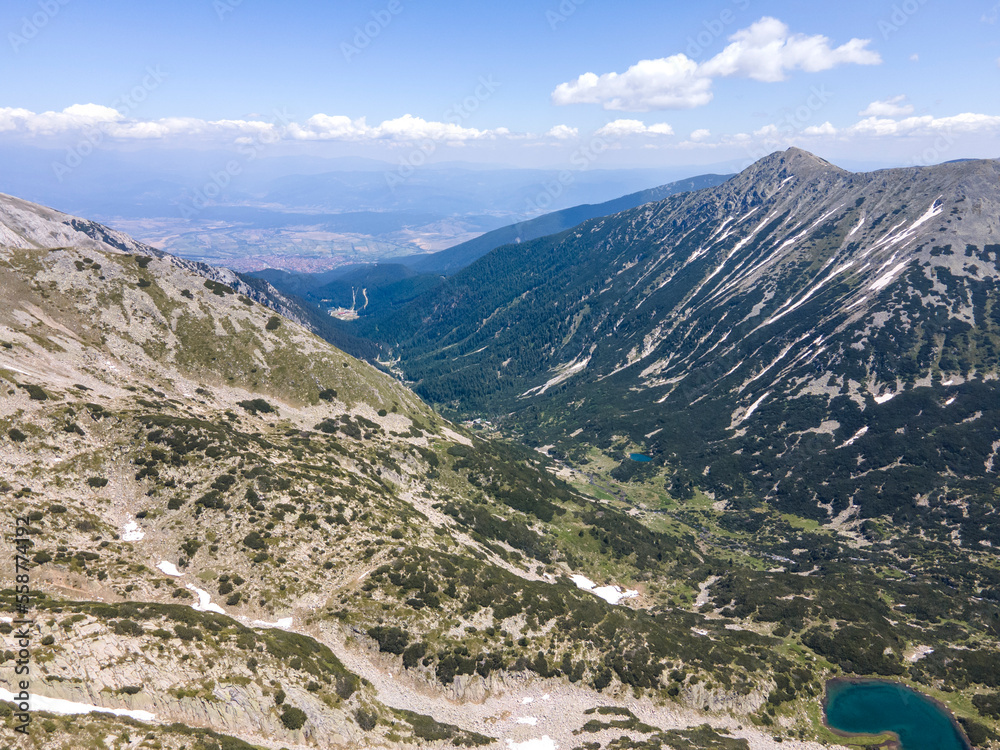 Aerial view of Pirin Mountain near Muratov peak, Bulgaria