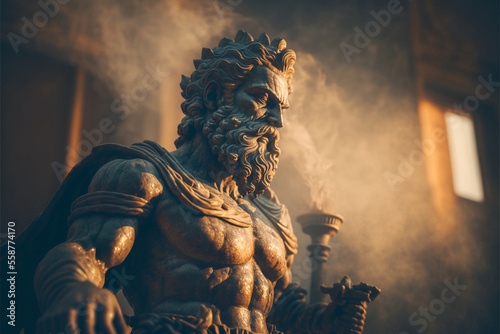 Ancient Greek god statue, antique sculpture,ai generated