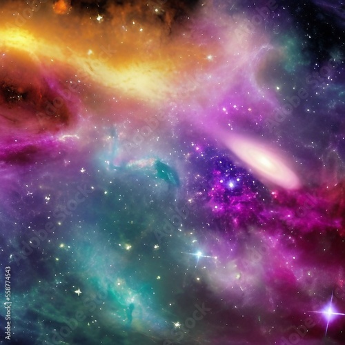 Nebula and galaxies in space. Abstract cosmos background