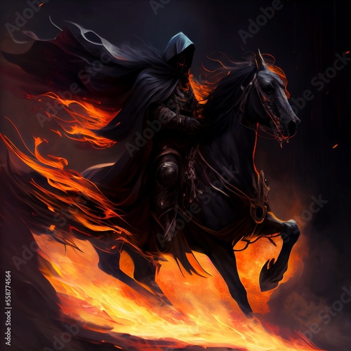 Mysterious horse rider on flame © Heisenberg1992