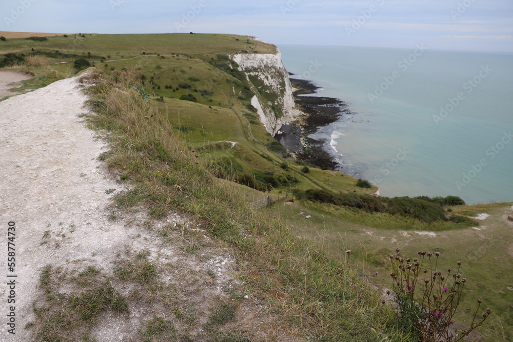 Landscape White cliffs of Dover by the sea, England United Kingdom