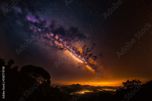 Milky Way galaxy at Chiang Mai  Thailand  Doi Inthanon . Generative AI