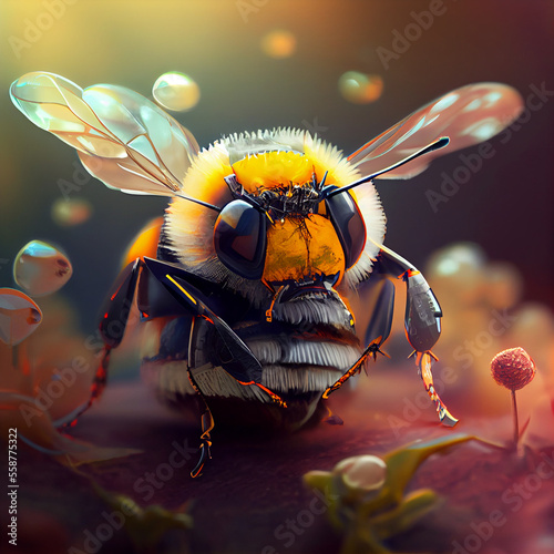 Small bee in macro, generative ai © TheGoldTiger