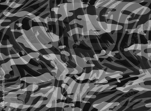 Full Seamless Tiger Zebra Pattern Texture Vector. Endless black white gray cheetah design for dress fabric print.