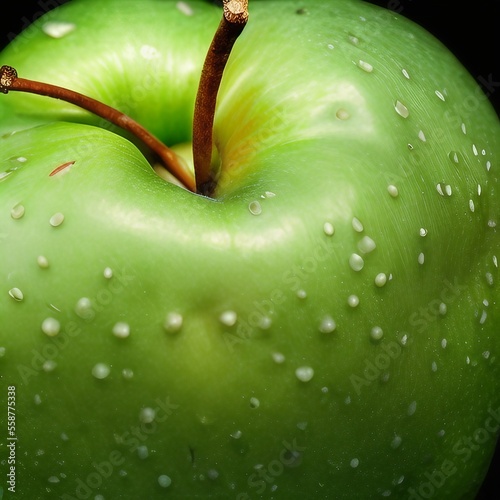 Ripe apple with leaf