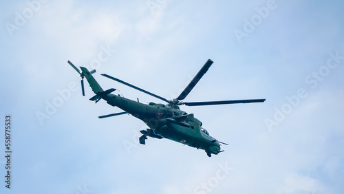 Combat helicopter MI-24 in the sky