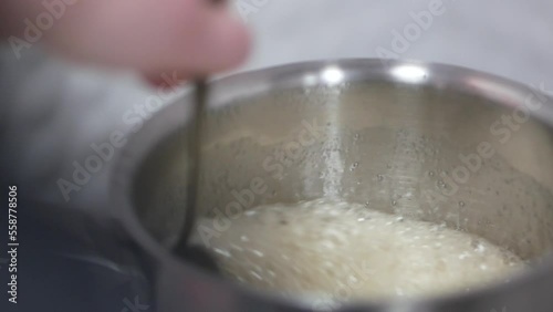 icing for making caramel in a saucepan