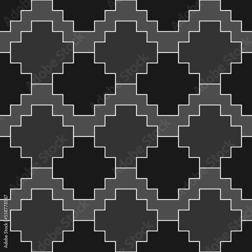 Inca crosses seamless pattern. Ethnic ornament. Folk background. Geometric wallpaper. Grid image. Tribal motif. Ancient mosaic. Digital paper, web design, textile print, abstract. Vector artwork.