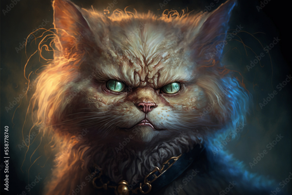 Cursed cat, scary and possessed from a horror movie. Generative AI