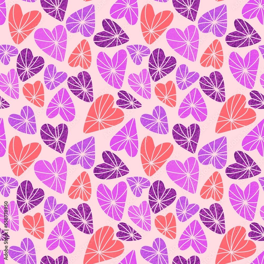 Valentines hearts seamless cartoon pattern for wrapping and kids clothes print and fabrics and gift box