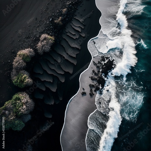 Black Sand Meets The Crashing Ocean