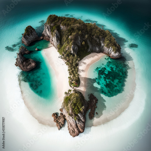 Island Top View Caribbean Waters 