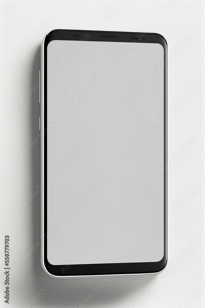 Studioaufnahme von einen smartphone mit leeren, weißen Display als Platzhalter auf weißen Hintergrund Studioaufnahme von einen smartphone mit leeren, weißen Display als Platzhalter auf weißen Hintergrund