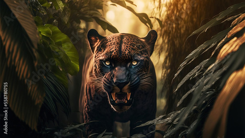 Angry panther in the jungle  black leopard wallpaper 4k
