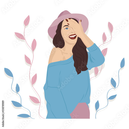 The girl in the hat. Vector illustration in a flat style.